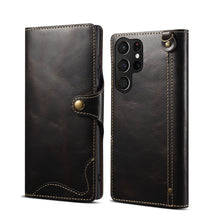 Load image into Gallery viewer, Denior Oil Wax Cowhide Magnetic Button Genuine Leather Case, For Samsung Galaxy S20+, For Samsung Galaxy S20 Ultra, For Samsung Galaxy Note20, For Samsung Galaxy Note20 Ultra, For Samsung Galaxy S21 5G, For Samsung Galaxy S21+ 5G                       ...