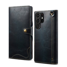 Load image into Gallery viewer, Denior Oil Wax Cowhide Magnetic Button Genuine Leather Case, For Samsung Galaxy S20+, For Samsung Galaxy S20 Ultra, For Samsung Galaxy Note20, For Samsung Galaxy Note20 Ultra, For Samsung Galaxy S21 5G, For Samsung Galaxy S21+ 5G                       ...