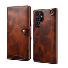 Load image into Gallery viewer, Denior Oil Wax Cowhide Magnetic Button Genuine Leather Case, For Samsung Galaxy S20+, For Samsung Galaxy S20 Ultra, For Samsung Galaxy Note20, For Samsung Galaxy Note20 Ultra, For Samsung Galaxy S21 5G, For Samsung Galaxy S21+ 5G                       ...