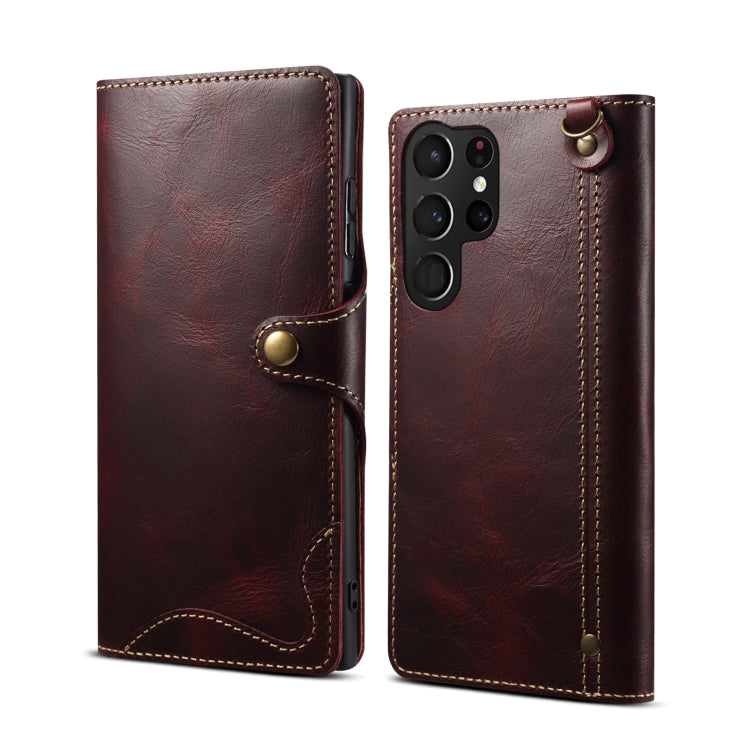 Denior Oil Wax Cowhide Magnetic Button Genuine Leather Case, For Samsung Galaxy S20+, For Samsung Galaxy S20 Ultra, For Samsung Galaxy Note20, For Samsung Galaxy Note20 Ultra, For Samsung Galaxy S21 5G, For Samsung Galaxy S21+ 5G                       ...