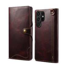 Load image into Gallery viewer, Denior Oil Wax Cowhide Magnetic Button Genuine Leather Case, For Samsung Galaxy S20+, For Samsung Galaxy S20 Ultra, For Samsung Galaxy Note20, For Samsung Galaxy Note20 Ultra, For Samsung Galaxy S21 5G, For Samsung Galaxy S21+ 5G                       ...
