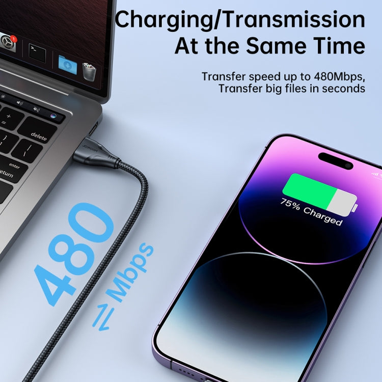 JOYROOM 2.4A USB to 8 Pin Surpass Series Fast Charging Data Cable, 0.25m, 1.2m