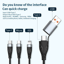 Load image into Gallery viewer, ADC-008 100W USB/Type-C to Type-C + 8 Pin + Micro USB Two to Three Fully Compatible Fast Charge Data Cable, 1.2m, 2m