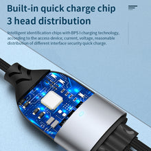 Load image into Gallery viewer, ADC-008 66W USB to USB-C/Type-C + 8 Pin + Micro USB 3 in 1 Fully Compatible Fast Charge Data Cable, 1.2m, 2m