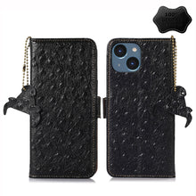 Load image into Gallery viewer, Ostrich Pattern Genuine Leather RFID Phone Case, For iPhone 15 Pro Max, For iPhone 15 Pro, For iPhone 15 Plus, For iPhone 15, For iPhone 14 Plus, For iPhone 14, For iPhone 14 Pro, For iPhone 14 Pro Max