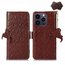 Load image into Gallery viewer, Ostrich Pattern Genuine Leather RFID Phone Case, For iPhone 15 Pro Max, For iPhone 15 Pro, For iPhone 15 Plus, For iPhone 15, For iPhone 14 Plus, For iPhone 14, For iPhone 14 Pro, For iPhone 14 Pro Max