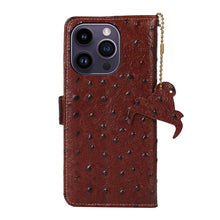 Load image into Gallery viewer, Ostrich Pattern Genuine Leather RFID Phone Case, For iPhone 15 Pro Max, For iPhone 15 Pro, For iPhone 15 Plus, For iPhone 15, For iPhone 14 Plus, For iPhone 14, For iPhone 14 Pro, For iPhone 14 Pro Max