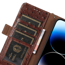 Load image into Gallery viewer, Ostrich Pattern Genuine Leather RFID Phone Case, For iPhone 15 Pro Max, For iPhone 15 Pro, For iPhone 15 Plus, For iPhone 15, For iPhone 14 Plus, For iPhone 14, For iPhone 14 Pro, For iPhone 14 Pro Max