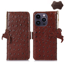 Load image into Gallery viewer, Ostrich Pattern Genuine Leather RFID Phone Case, For iPhone 15 Pro Max, For iPhone 15 Pro, For iPhone 15 Plus, For iPhone 15, For iPhone 14 Plus, For iPhone 14, For iPhone 14 Pro, For iPhone 14 Pro Max