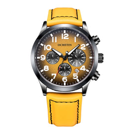 Ochstin 6042C Fashion Leather Waterproof Luminous Quartz Men Watch