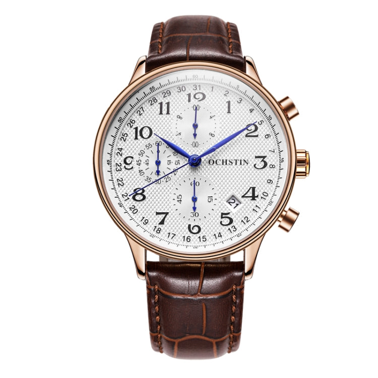 Multifunctional Quartz Men Leather Watch, Ochstin 6050C