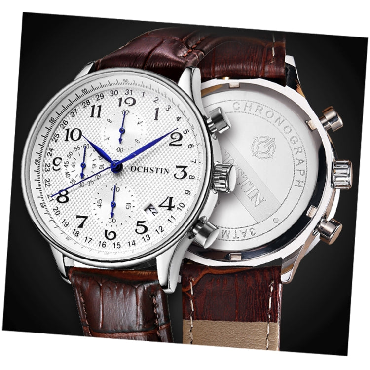 Multifunctional Quartz Men Leather Watch, Ochstin 6050C