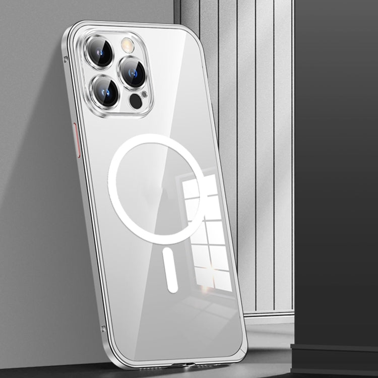 MagSafe Spring Buckle Metal Transparent Phone Case with Lens Protection, For iPhone 12 Pro Max