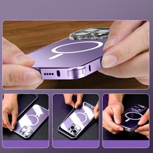 Load image into Gallery viewer, MagSafe Spring Buckle Metal Transparent Phone Case with Lens Protection, For iPhone 12 Pro Max