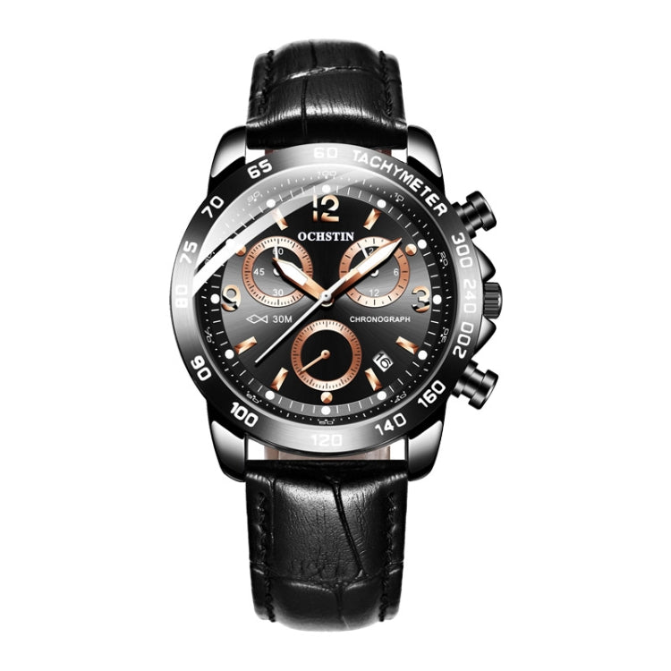 Multifunctional Quartz Waterproof Luminous Men Leather Watch