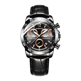 Multifunctional Quartz Waterproof Luminous Men Leather Watch