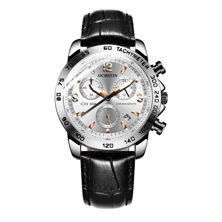 Multifunctional Quartz Waterproof Luminous Men Leather Watch