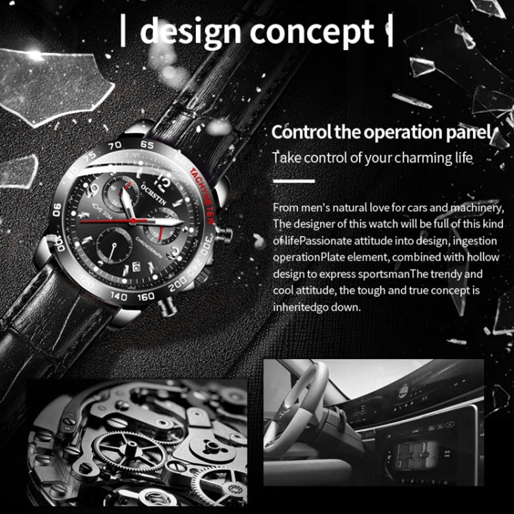 Multifunctional Quartz Waterproof Luminous Men Leather Watch