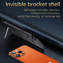 Load image into Gallery viewer, SULADA Invisible Bracket Leather Back Cover Phone Case, For iPhone 14, For iPhone 14 Plus, For iPhone 14 Pro, For iPhone 14 Pro Max, For iPhone 13, For iPhone 13 Pro, For iPhone 13 Pro Max