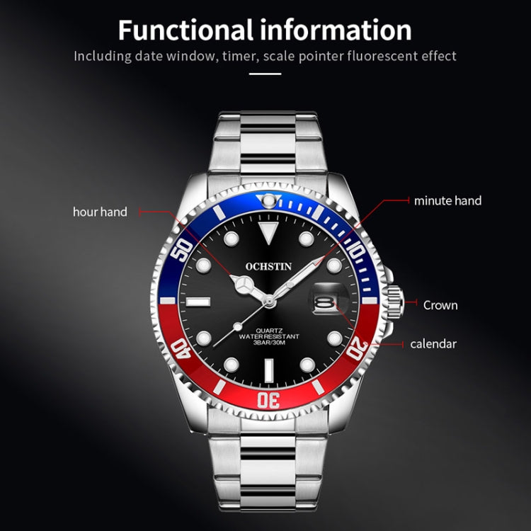 Multifunctional Quartz Waterproof Luminous Steel Strap Men Watch