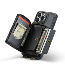 Load image into Gallery viewer, JEEHOOD C22 Series Zipper Wallet Phone Case with Long and Short Lanyard, For iPhone 14, For iPhone 14 Plus, For iPhone 14 Pro, For iPhone 14 Pro Max