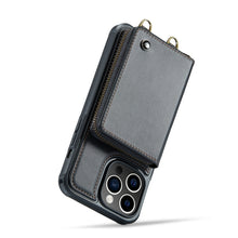Load image into Gallery viewer, JEEHOOD C22 Series Zipper Wallet Phone Case with Long and Short Lanyard, For iPhone 14, For iPhone 14 Plus, For iPhone 14 Pro, For iPhone 14 Pro Max