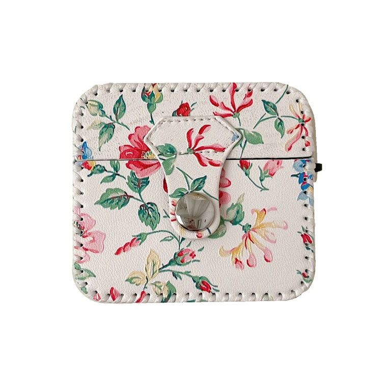 White Floral PU Leather Wireless Earphone Case, For AirPods Pro 2, For AirPods 3, For AirPods Pro