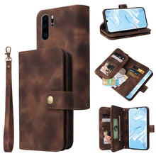 Load image into Gallery viewer, Multifunctional Card Slot Zipper Wallet Leather Phone Case, For Huawei P30 Lite, For Huawei P30 Pro, For Huawei P40 Pro, For Huawei P Smart Z, For iPhone SE 2022 / SE 2020 / 8 / 7, For iPhone 6s / 6, For iPhone 6s Plus / 6 Plus, For iPhone 8 Plus / 7 P...