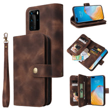 Load image into Gallery viewer, Multifunctional Card Slot Zipper Wallet Leather Phone Case, For Huawei P30 Lite, For Huawei P30 Pro, For Huawei P40 Pro, For Huawei P Smart Z, For iPhone SE 2022 / SE 2020 / 8 / 7, For iPhone 6s / 6, For iPhone 6s Plus / 6 Plus, For iPhone 8 Plus / 7 P...