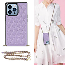 Load image into Gallery viewer, Crossbody Rhombic Microfiber Leather Phone Case, For iPhone 14, For iPhone 14 Plus, For iPhone 14 Pro, For iPhone 14 Pro Max