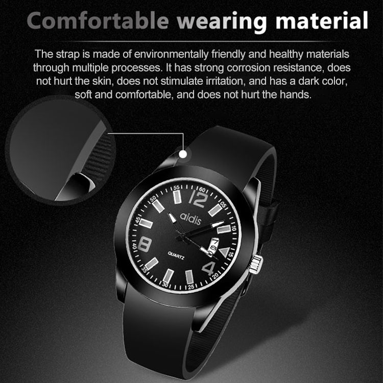addies MY-1601 Luminous Version Silicone Watchstrap Quartz Watch, Support Calendar