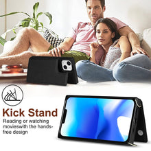 Load image into Gallery viewer, Cross-body Square Dual-Buckle Card Flip Wallet Phone Case, For iPhone 14, For iPhone 14 Plus, For iPhone 14 Pro, For iPhone 14 Pro Max