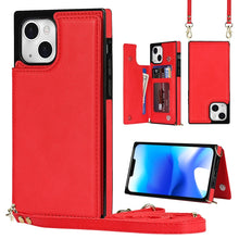 Load image into Gallery viewer, Cross-body Square Dual-Buckle Card Flip Wallet Phone Case, For iPhone 14, For iPhone 14 Plus, For iPhone 14 Pro, For iPhone 14 Pro Max
