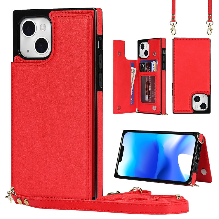 Cross-body Square Dual-Buckle Card Flip Wallet Phone Case, For iPhone 14, For iPhone 14 Plus, For iPhone 14 Pro, For iPhone 14 Pro Max