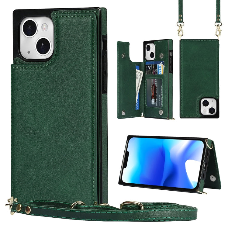Cross-body Square Dual-Buckle Card Flip Wallet Phone Case, For iPhone 14, For iPhone 14 Plus, For iPhone 14 Pro, For iPhone 14 Pro Max