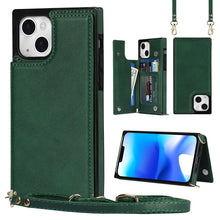 Load image into Gallery viewer, Cross-body Square Dual-Buckle Card Flip Wallet Phone Case, For iPhone 14, For iPhone 14 Plus, For iPhone 14 Pro, For iPhone 14 Pro Max