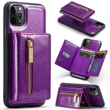 Load image into Gallery viewer, DG.MING M3 Series Glitter Powder Card Bag Leather Case, For Google Pixel 6, For Samsung Galaxy S20 FE, For iPhone 11 Pro, For Samsung Galaxy S21 5G, For iPhone 11 Pro Max, For Samsung Galaxy S21 Ultra 5G, For Samsung Galaxy Z Fold3 5G                  ...