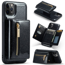 Load image into Gallery viewer, DG.MING M3 Series Glitter Powder Card Bag Leather Case, For Google Pixel 6, For Samsung Galaxy S20 FE, For iPhone 11 Pro, For Samsung Galaxy S21 5G, For iPhone 11 Pro Max, For Samsung Galaxy S21 Ultra 5G, For Samsung Galaxy Z Fold3 5G                  ...