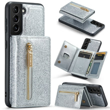 Load image into Gallery viewer, DG.MING M3 Series Glitter Powder Card Bag Leather Case, For Google Pixel 6, For Samsung Galaxy S20 FE, For iPhone 11 Pro, For Samsung Galaxy S21 5G, For iPhone 11 Pro Max, For Samsung Galaxy S21 Ultra 5G, For Samsung Galaxy Z Fold3 5G                  ...