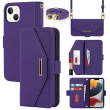Load image into Gallery viewer, Cross Texture Lanyard Leather Phone Case, For iPhone 12 mini, For iPhone 11 Pro Max, For iPhone 11 Pro, For iPhone 8 Plus / 7 Plus, For iPhone 13, For iPhone 11, For iPhone XR, For iPhone SE 2022 / SE 2020 / 8 / 7