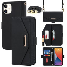 Load image into Gallery viewer, Cross Texture Lanyard Leather Phone Case, For iPhone 12 mini, For iPhone 11 Pro Max, For iPhone 11 Pro, For iPhone 8 Plus / 7 Plus, For iPhone 13, For iPhone 11, For iPhone XR, For iPhone SE 2022 / SE 2020 / 8 / 7
