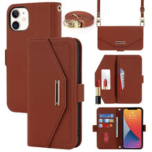 Load image into Gallery viewer, Cross Texture Lanyard Leather Phone Case, For iPhone 12 mini, For iPhone 11 Pro Max, For iPhone 11 Pro, For iPhone 8 Plus / 7 Plus, For iPhone 13, For iPhone 11, For iPhone XR, For iPhone SE 2022 / SE 2020 / 8 / 7