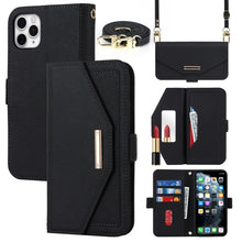 Load image into Gallery viewer, Cross Texture Lanyard Leather Phone Case, For iPhone 12 mini, For iPhone 11 Pro Max, For iPhone 11 Pro, For iPhone 8 Plus / 7 Plus, For iPhone 13, For iPhone 11, For iPhone XR, For iPhone SE 2022 / SE 2020 / 8 / 7