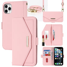 Load image into Gallery viewer, Cross Texture Lanyard Leather Phone Case, For iPhone 12 mini, For iPhone 11 Pro Max, For iPhone 11 Pro, For iPhone 8 Plus / 7 Plus, For iPhone 13, For iPhone 11, For iPhone XR, For iPhone SE 2022 / SE 2020 / 8 / 7