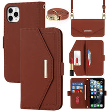 Load image into Gallery viewer, Cross Texture Lanyard Leather Phone Case, For iPhone 12 mini, For iPhone 11 Pro Max, For iPhone 11 Pro, For iPhone 8 Plus / 7 Plus, For iPhone 13, For iPhone 11, For iPhone XR, For iPhone SE 2022 / SE 2020 / 8 / 7