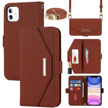 Load image into Gallery viewer, Cross Texture Lanyard Leather Phone Case, For iPhone 12 mini, For iPhone 11 Pro Max, For iPhone 11 Pro, For iPhone 8 Plus / 7 Plus, For iPhone 13, For iPhone 11, For iPhone XR, For iPhone SE 2022 / SE 2020 / 8 / 7
