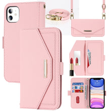Load image into Gallery viewer, Cross Texture Lanyard Leather Phone Case, For iPhone 12 mini, For iPhone 11 Pro Max, For iPhone 11 Pro, For iPhone 8 Plus / 7 Plus, For iPhone 13, For iPhone 11, For iPhone XR, For iPhone SE 2022 / SE 2020 / 8 / 7