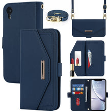 Load image into Gallery viewer, Cross Texture Lanyard Leather Phone Case, For iPhone 12 mini, For iPhone 11 Pro Max, For iPhone 11 Pro, For iPhone 8 Plus / 7 Plus, For iPhone 13, For iPhone 11, For iPhone XR, For iPhone SE 2022 / SE 2020 / 8 / 7