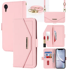 Load image into Gallery viewer, Cross Texture Lanyard Leather Phone Case, For iPhone 12 mini, For iPhone 11 Pro Max, For iPhone 11 Pro, For iPhone 8 Plus / 7 Plus, For iPhone 13, For iPhone 11, For iPhone XR, For iPhone SE 2022 / SE 2020 / 8 / 7