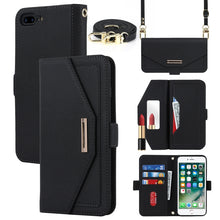 Load image into Gallery viewer, Cross Texture Lanyard Leather Phone Case, For iPhone 12 mini, For iPhone 11 Pro Max, For iPhone 11 Pro, For iPhone 8 Plus / 7 Plus, For iPhone 13, For iPhone 11, For iPhone XR, For iPhone SE 2022 / SE 2020 / 8 / 7